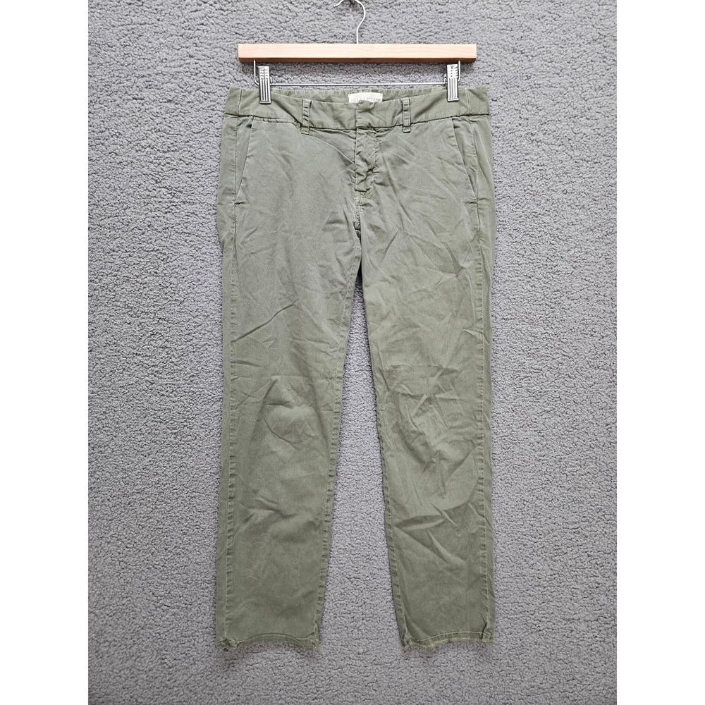 Nili Lotan Chino Pants 2 Olive Green Low Rise Straight Raw Hem Military Utility
